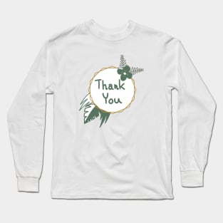 Thank you words on golden frame with leaf Long Sleeve T-Shirt